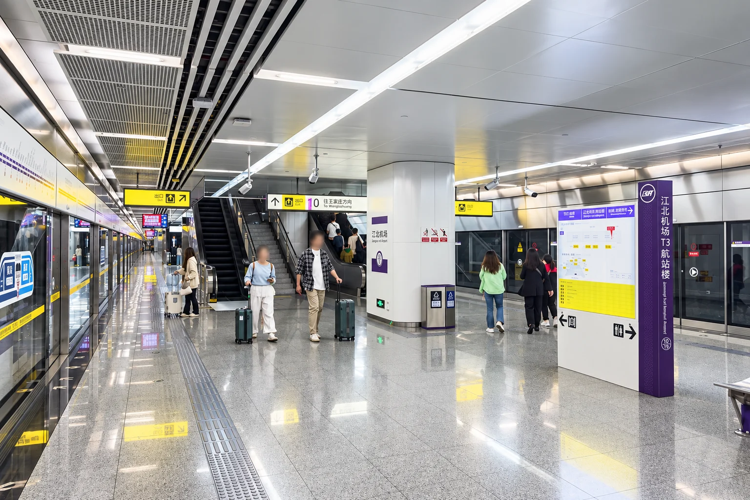 Line 10 platform at Jiangbei Airport Terminal 3 metro station